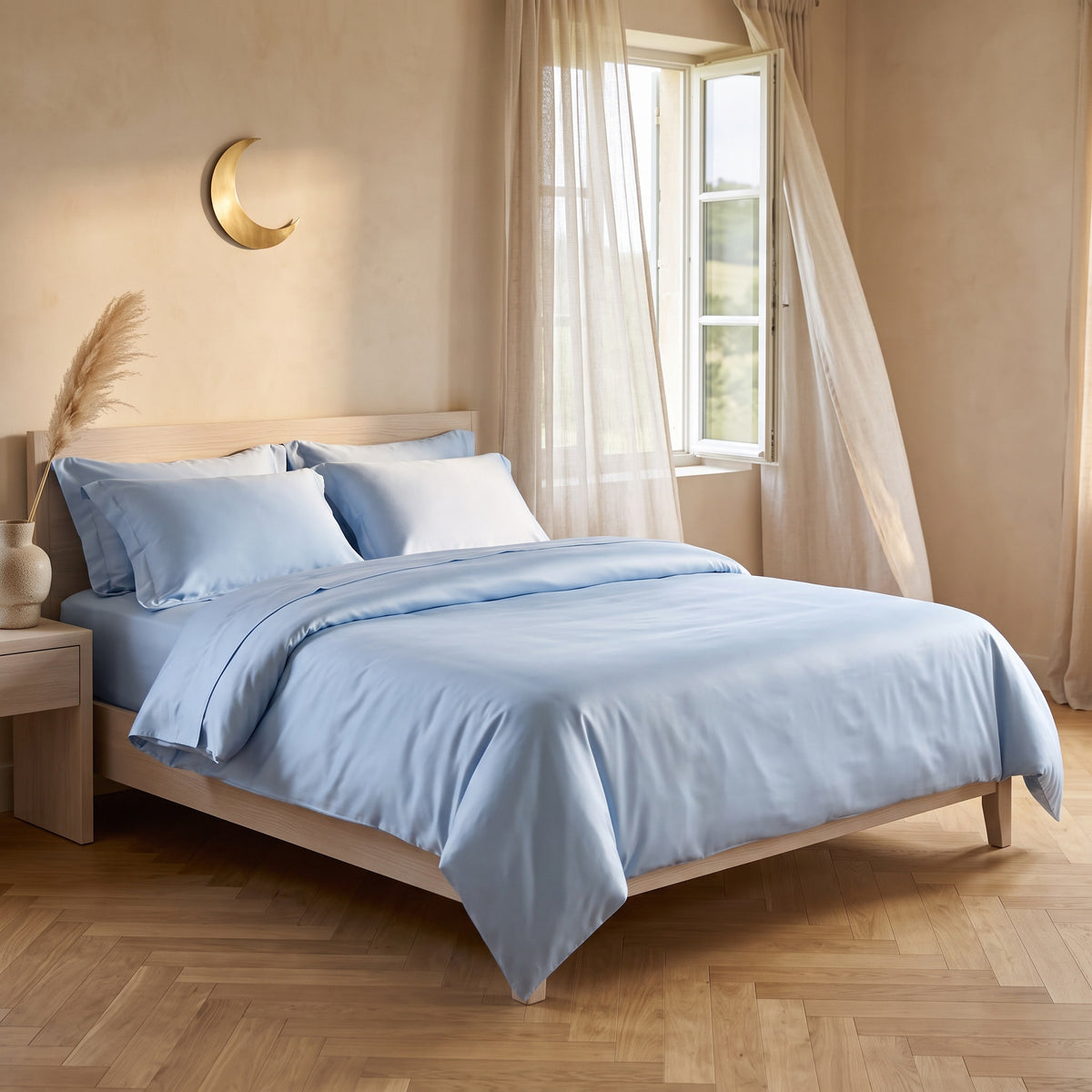 Parure Lyocell BRIZE sur un lit